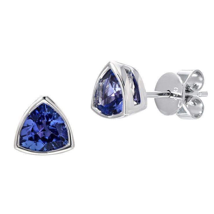 1.40ctw Triangle Cut Tanzanite Stud Earrings, 18ct White Gold Costco UK