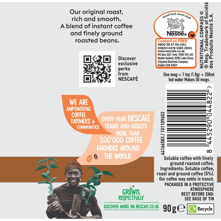 Nescafe Azera Americano Instant Ground Coffee, 6 x 90g