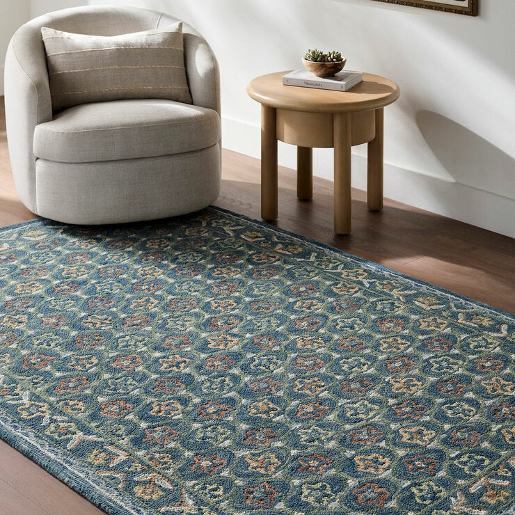 Livabliss Fairfax Blue Wool Rug, in 2 Sizes Livabliss Fairfax Blue Wool Rug, in 2 Sizes