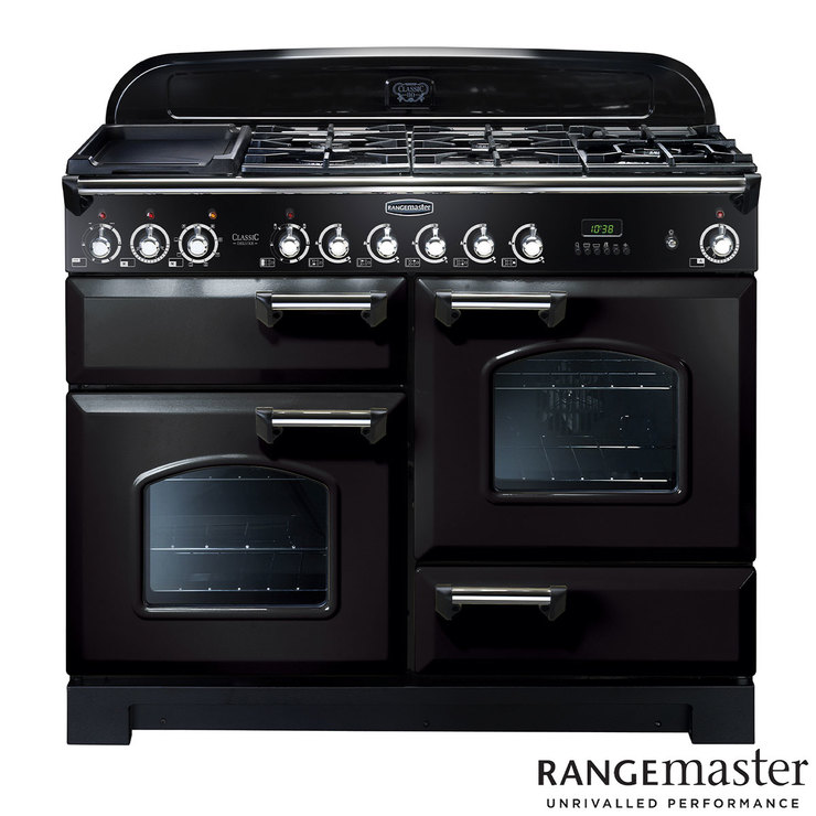 Rangemaster Classic Deluxe CDL110DFFBL/C Dual Fuel Range Cooker in Black Costco UK