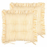 Wylder Millie Ruffle Yellow Striped Indoor Outdoor Seat Pad 2 Pack, 40 x 40 cm