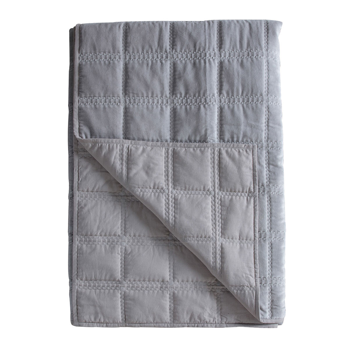 Gallery Quilted Cotton Velvet Bedspread Grey