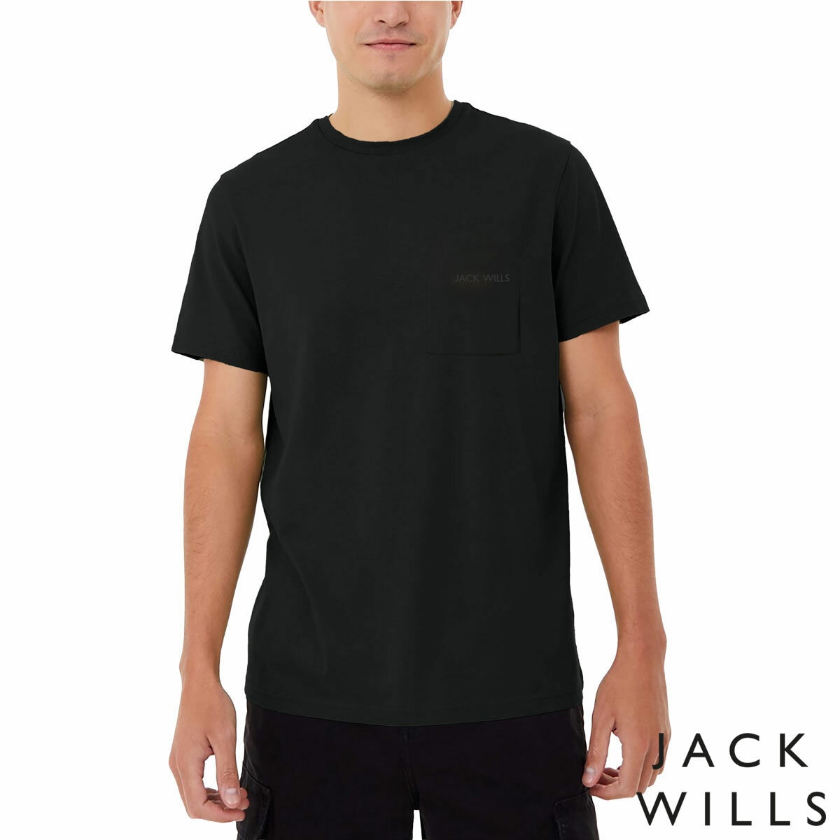 Jack Wills Mens Short Sleeve Pocket T-Shirt in Black