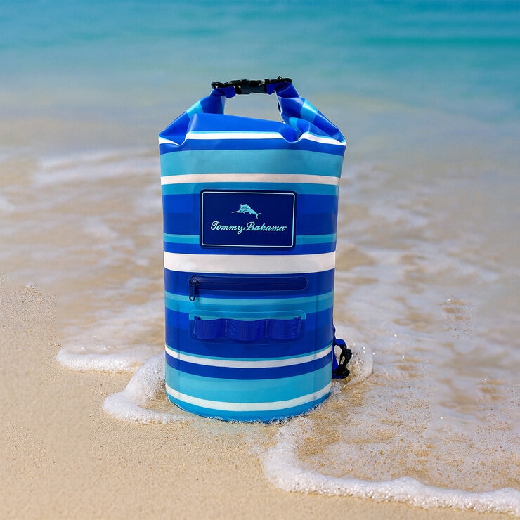 Lifestyle image of the dry bag in stripes