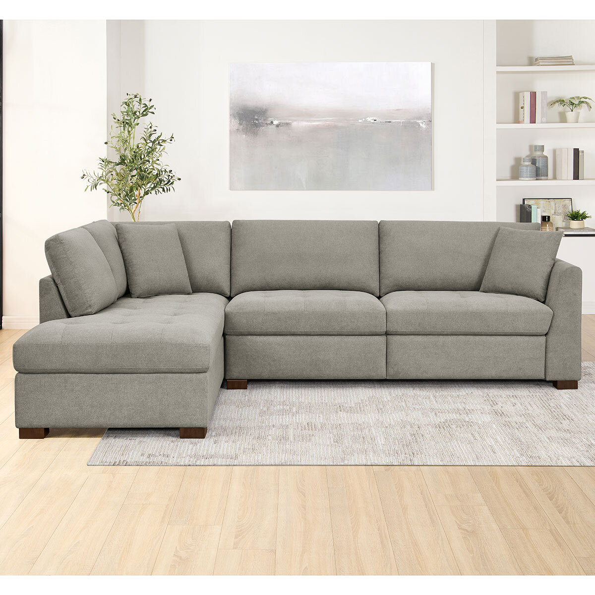 Thomasville Miles Grey Fabric Corner Sofa with Power Footrests, Left Hand Facing