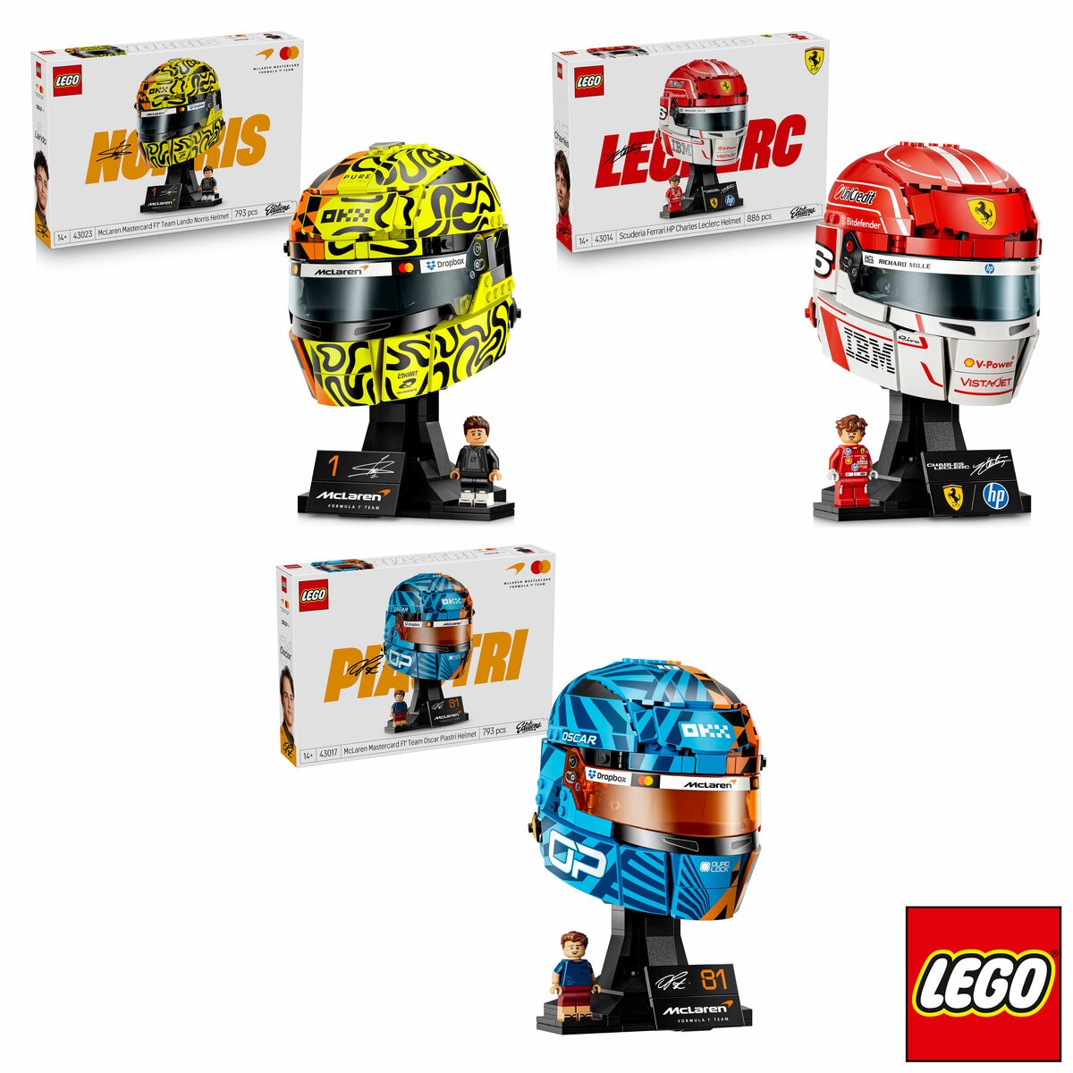 LEGO Editions Vehicles F1 Helmet Assortment - Models 43014 / 17 / 23 (14+ Years) LEGO Editions Vehicles F1 Helmet Assortment - Models 43014 / 17 / 23 (14+ Years)