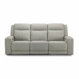Simon Li Wren Light Grey Leather Power Reclining 3 Seater Sofa with Power Headrest Simon Li Wren Light Grey Leather Power Reclining 3 Seater Sofa with Power Headrest