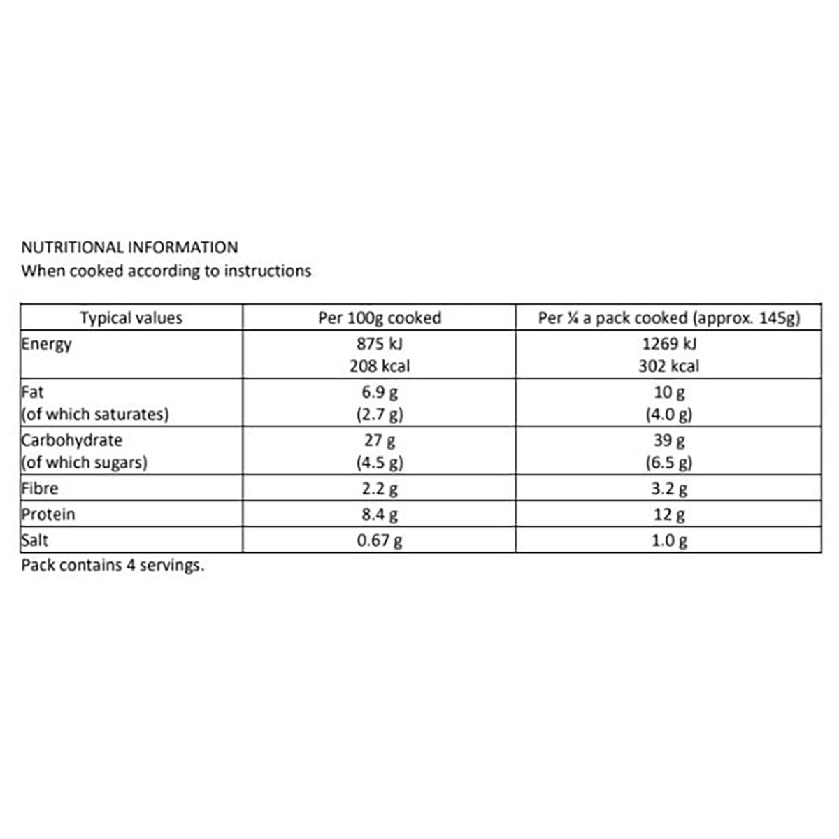 Nutritional Information