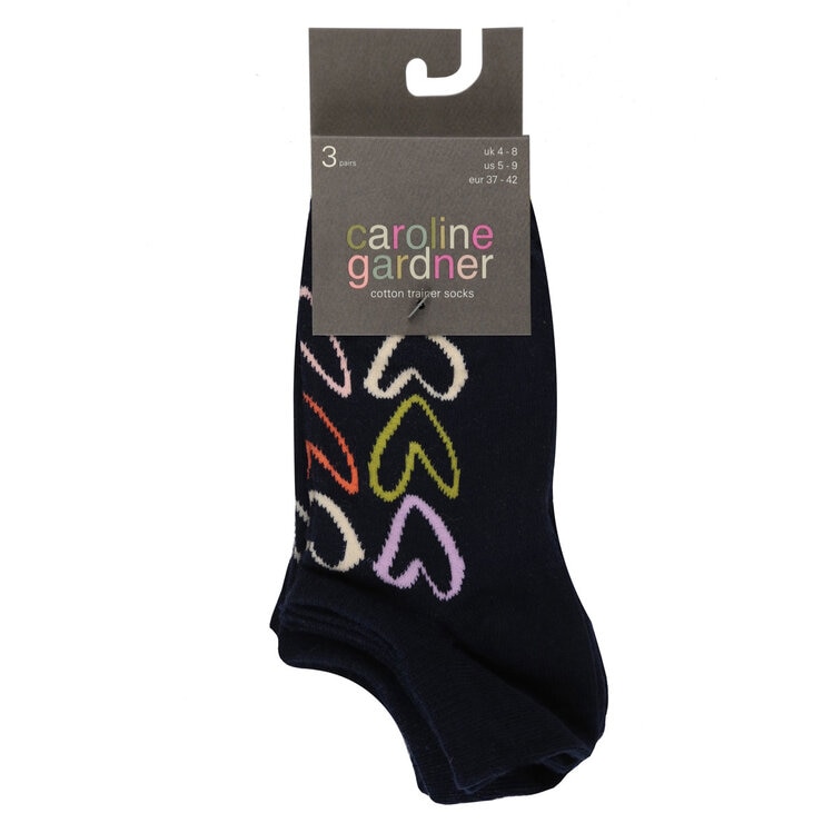Caroline Gardner Ladies Trainer Sock 6 Pack in Navy