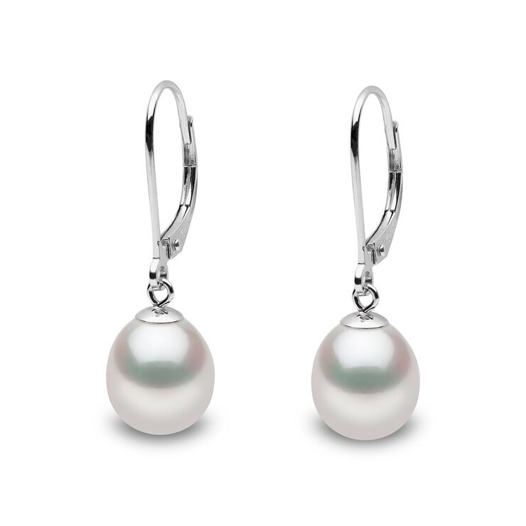 9mm Cultured Freshwater White Pearl Earrings, 18ct White Gold 9mm Cultured Freshwater White Pearl Earrings, 18ct White Gold