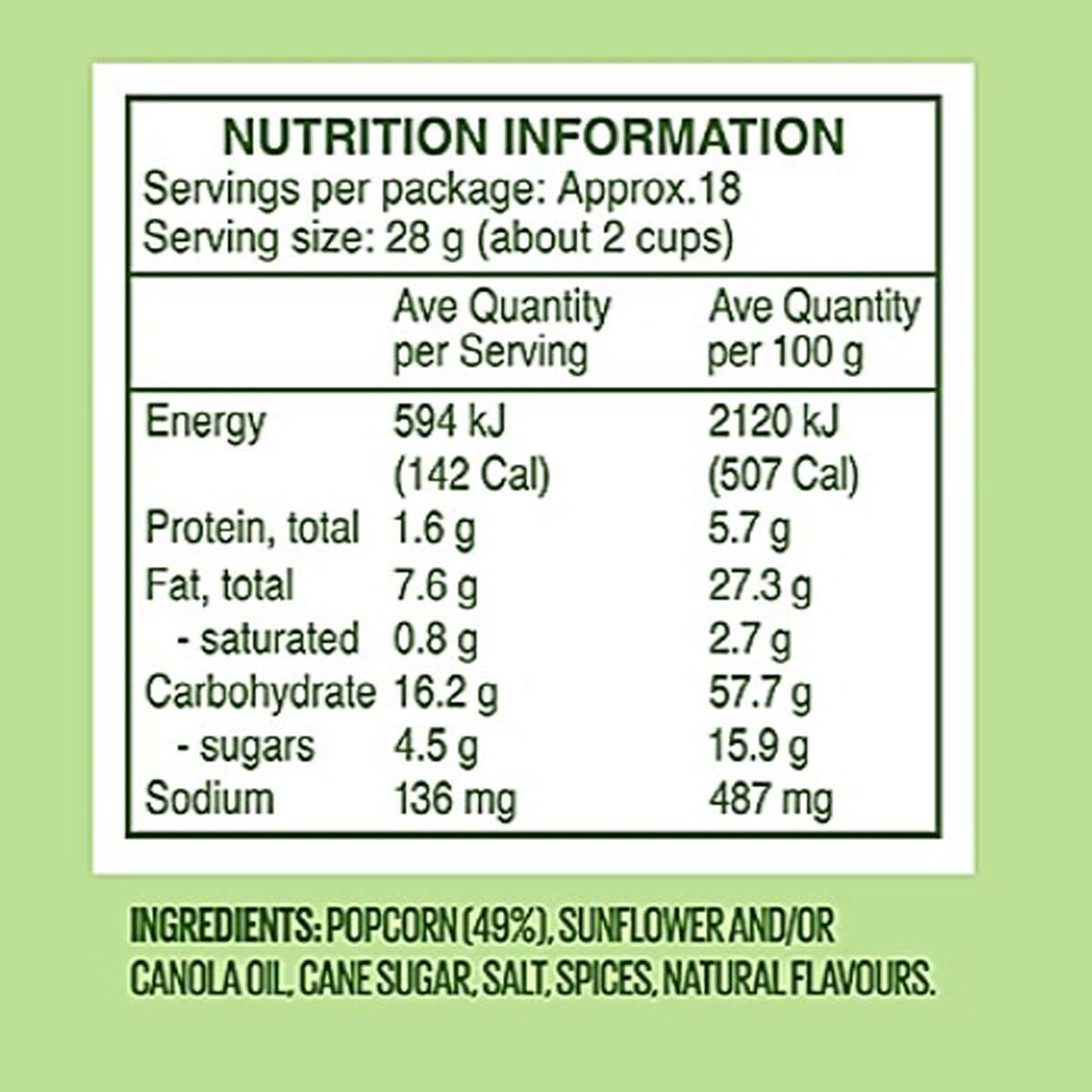 Nutritional Infomation