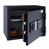 Cut out image of safe on white background with door open