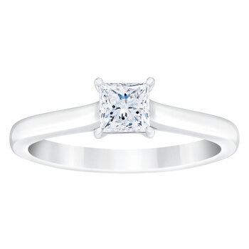 0.70ct Princess Cut Diamond Solitaire Ring, Platinum 