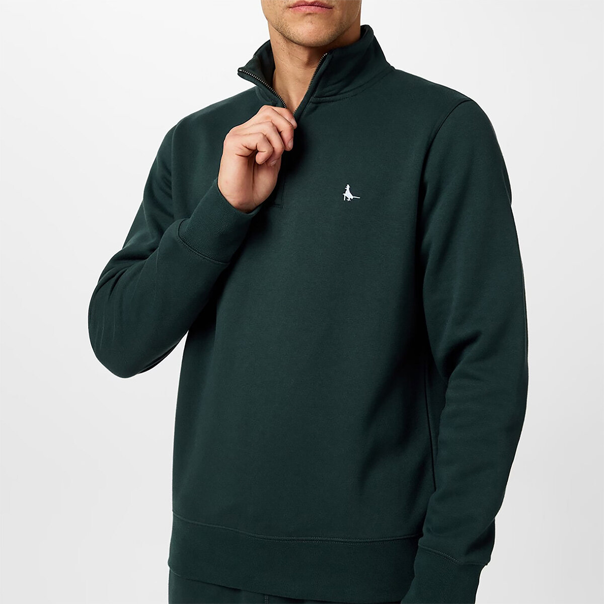 Jack Wills Men's Barchester 1/4 Zip Sweatshirt in Slate Green