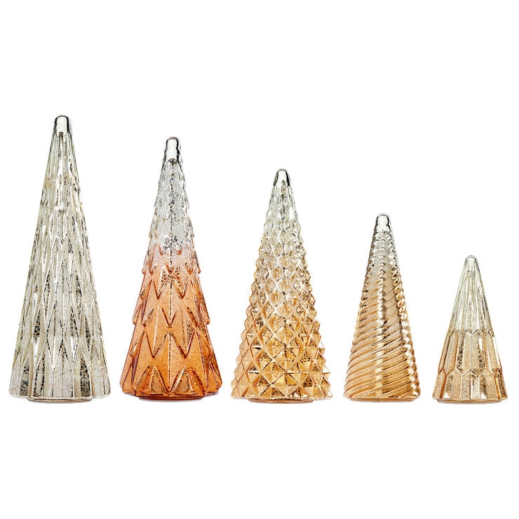 Buy Glass Trees 5 Pack Gold Overview Image at Costco.co.uk