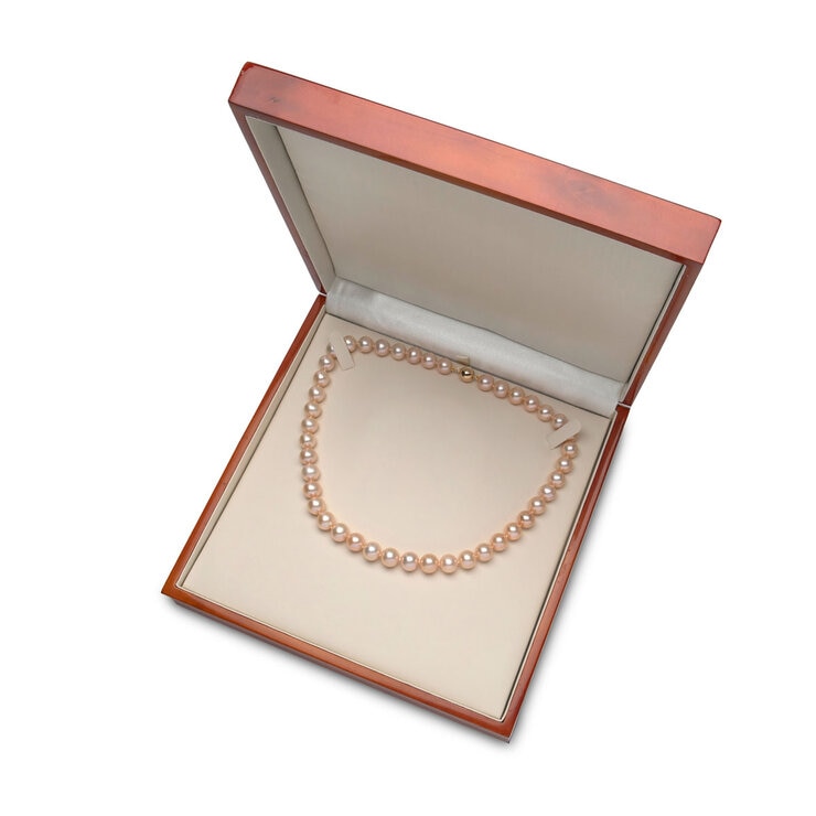 9.5mm-10mm Cultured Freshwater Gold Pearl Necklace, 18ct Yellow Gold
