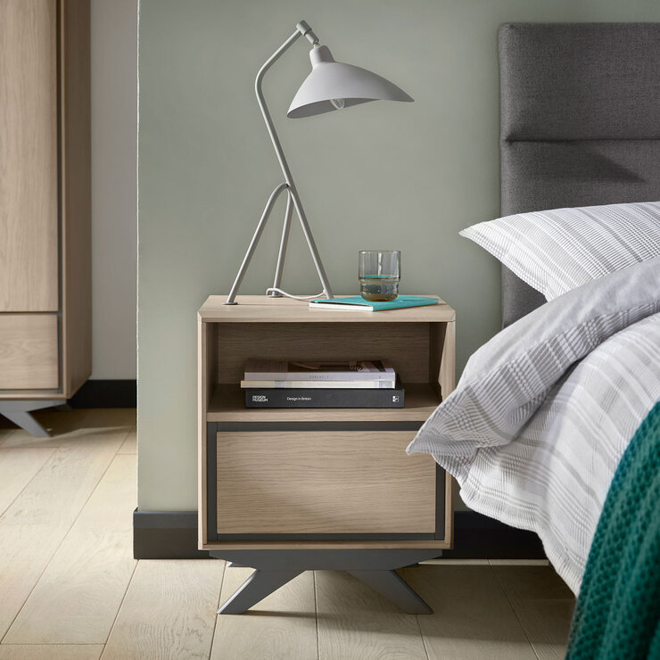 Bentley Designs Brunel Scandi Oak & Dark Grey Bed Frame, King Bentley Designs Brunel Scandi Oak & Dark Grey Bed Frame, King