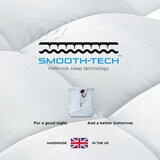 Mattress close-up showing material quality, smooth-tech technology
