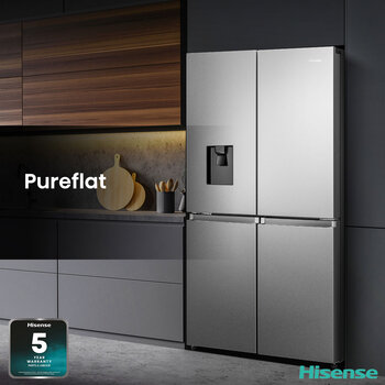 Hisense RQ758N4SWSE, Pureflat Multi Door Fridge Freezer, E Rated in Silver