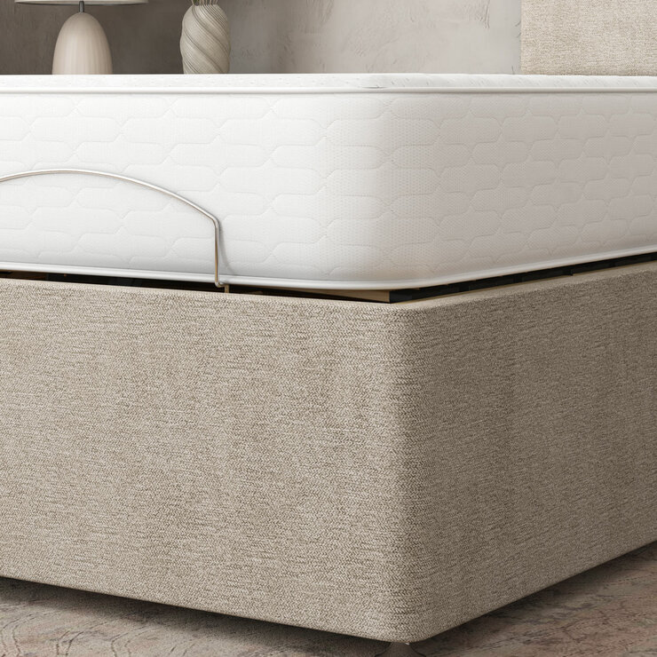 Highgrove Fenton Taupe Fabric Electric Adjustable Bed Base With Medium Memory Foam Mattress Highgrove Fenton Taupe Fabric Electric Adjustable Bed Base With Medium Memory Foam Mattress