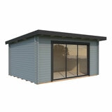 Palmako Lea 44mm Wooden Log Cabin in Light Grey 14ft 7" x 10ft 8" (4.5m x 3.3m)