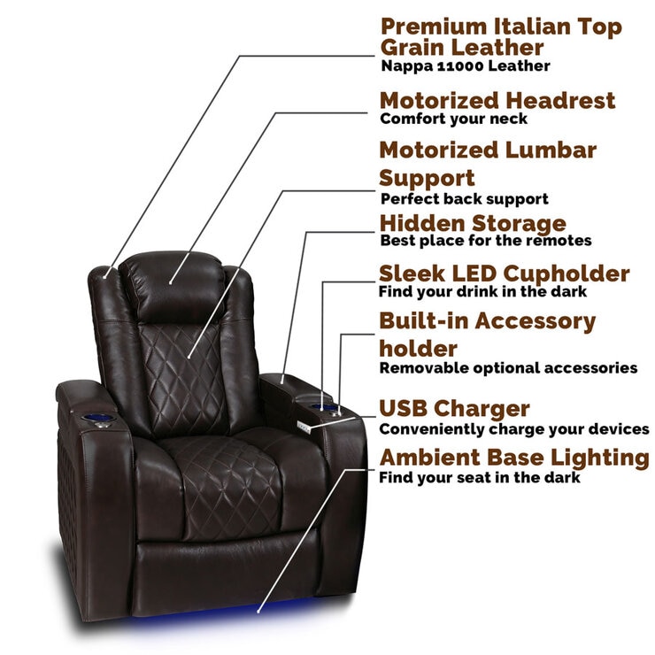 Valencia Home Theatre Seating Tuscany Single Chair, Brown