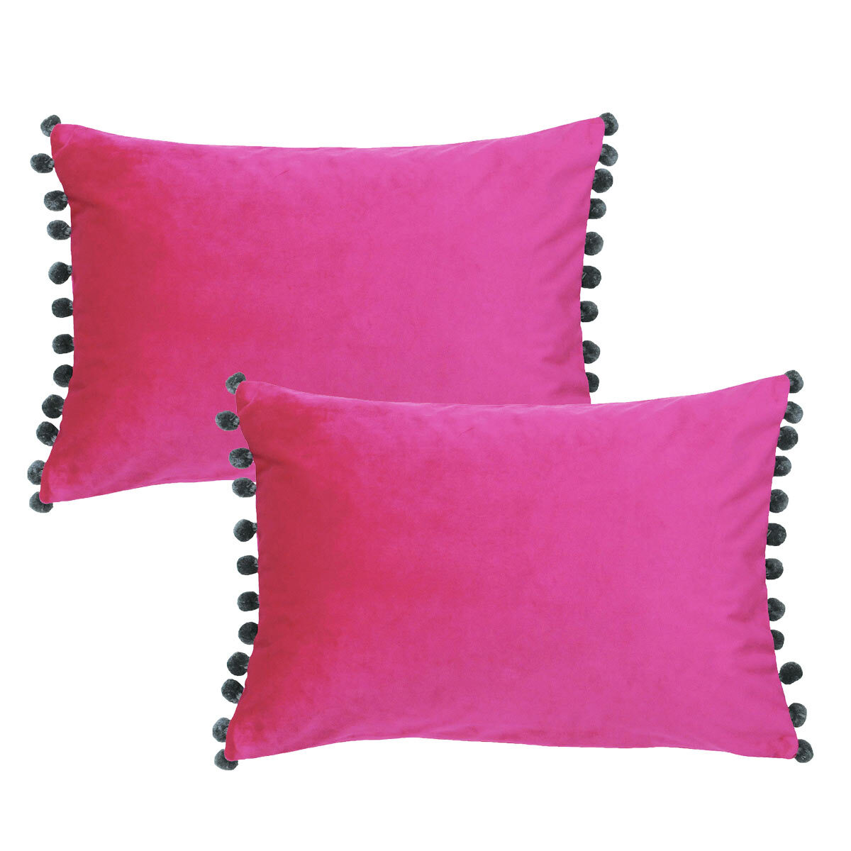 Carnival Magenta Velvet Bolster Cushion, 2 Pack Costco UK
