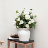 Artificial Peony & Eucalyptus Bouquet in Vase in White