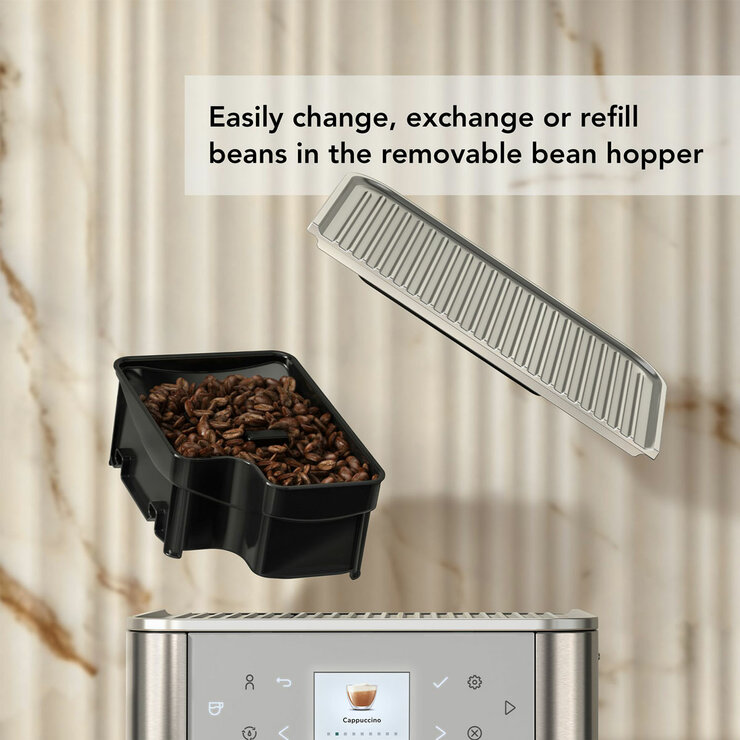 Lifestyle image showing removable bean hopper