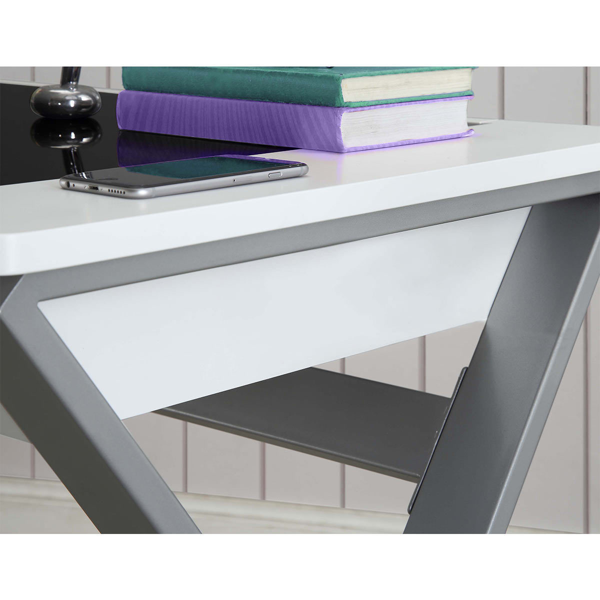 Bayside Furnishings Writing Desk with Tempered Glass Top & Storage Drawer Costco UK