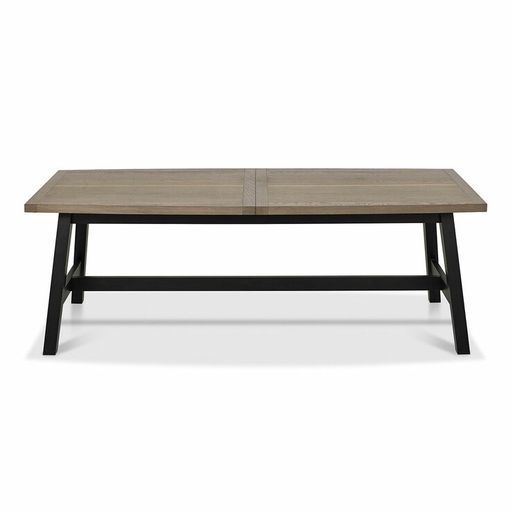 Bentley Designs Camden Weathered Oak & Peppercorn Extending Dining Table, Seats 6-8