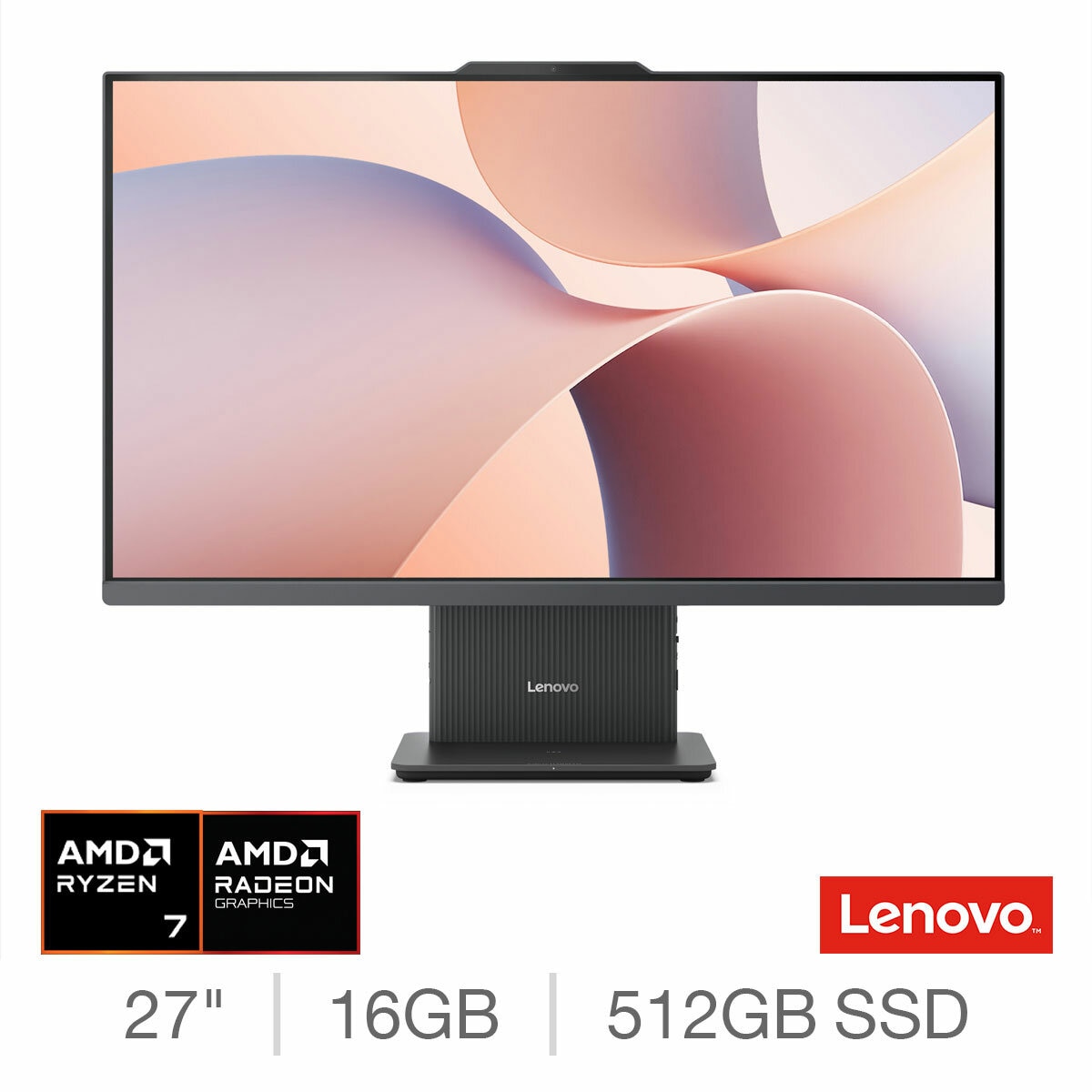 Lenovo Idea Centre, AMD Ryzen 7, 16GB, 512GB SSD, 1TB SSD, 27 inch All In One Desktop, F0HQ0088UK