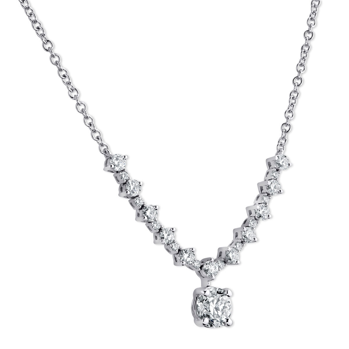 1.65ctw Round Brilliant Cut Diamond Drop Neclace, 18ct White Gold