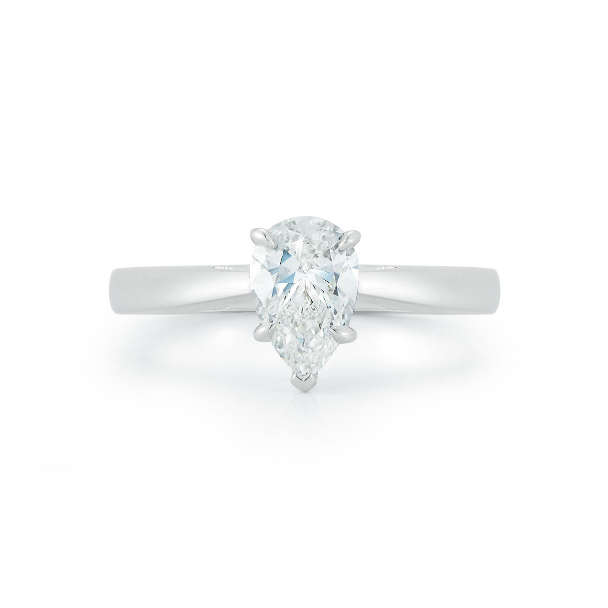 1.0ct Pear Cut Diamond Solitaire Ring, Platinum