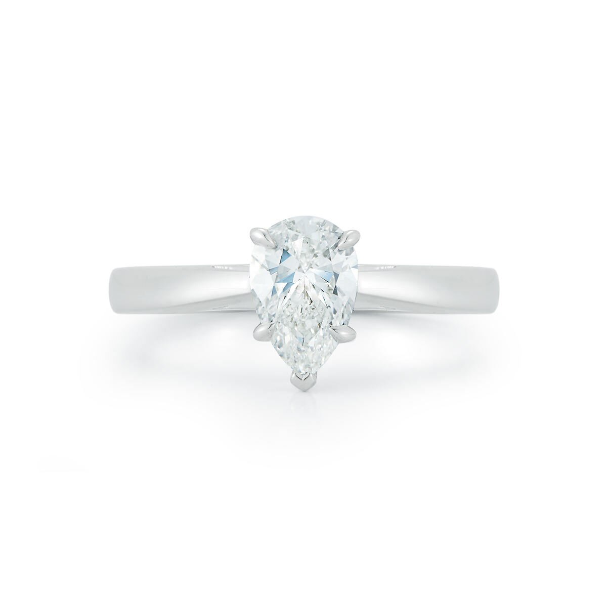 1.0ct Pear Cut Diamond Solitaire Ring, Platinum