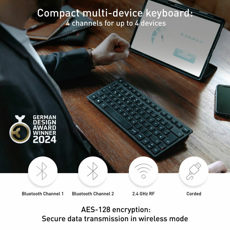 Cherry KW 9200 Mini, Wireless Keyboard with Case