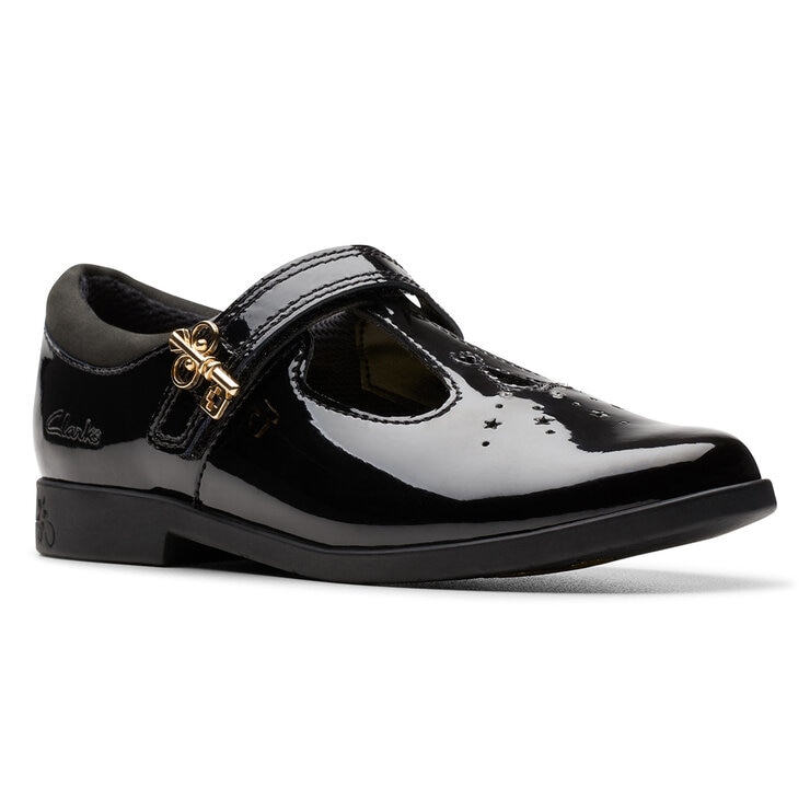 Clarks Kids Lock Shine Black Patent Shoes Clarks Kids Lock Shine Black Patent Shoes