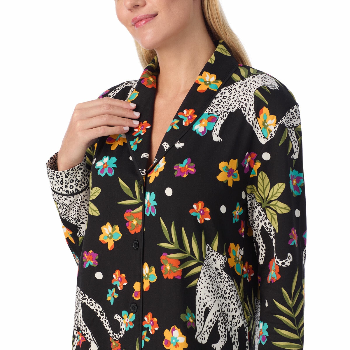 Room Service Ladies Notch Collar PJ Set in Cheetah