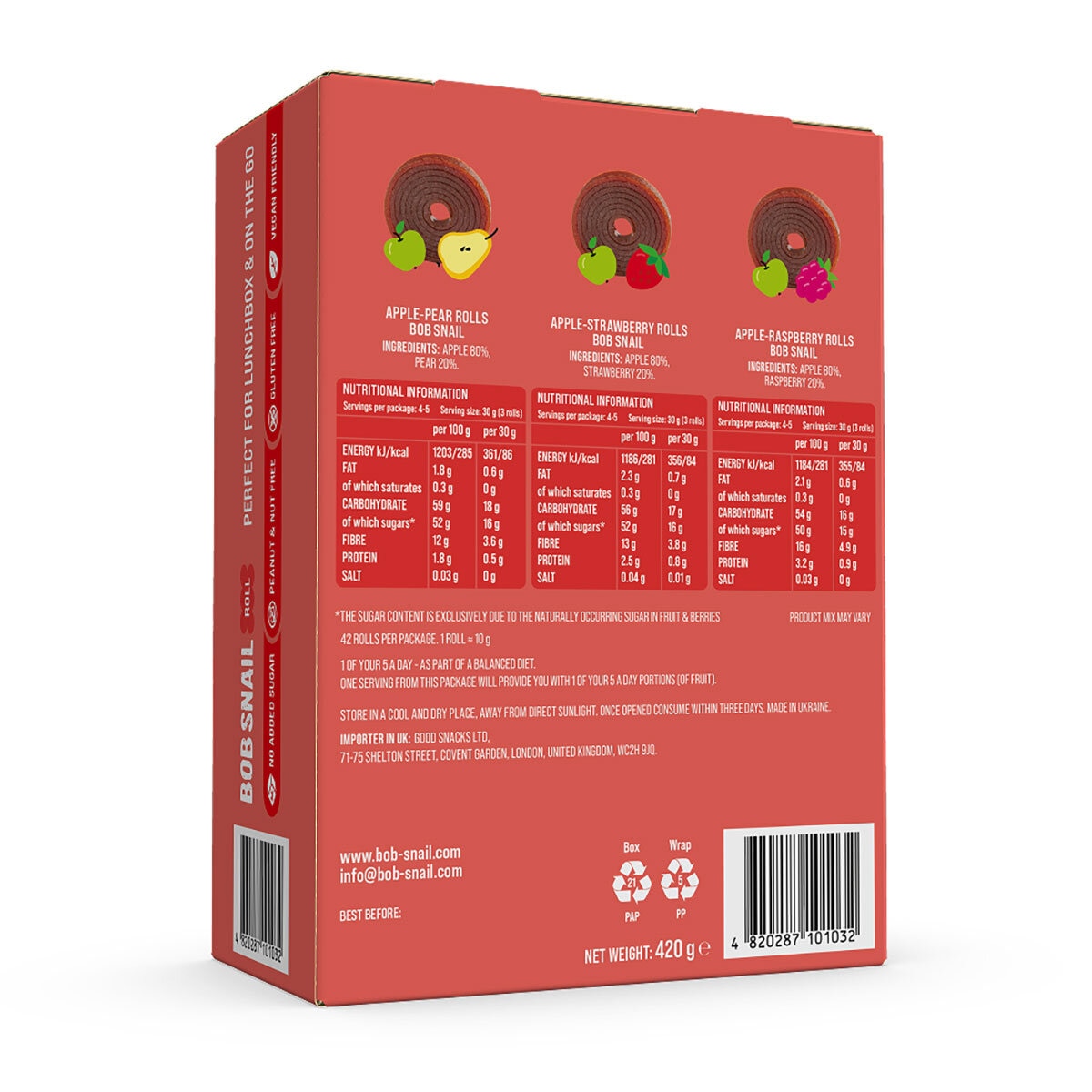 Bob Snail Fruit Rolls Mix, 420g