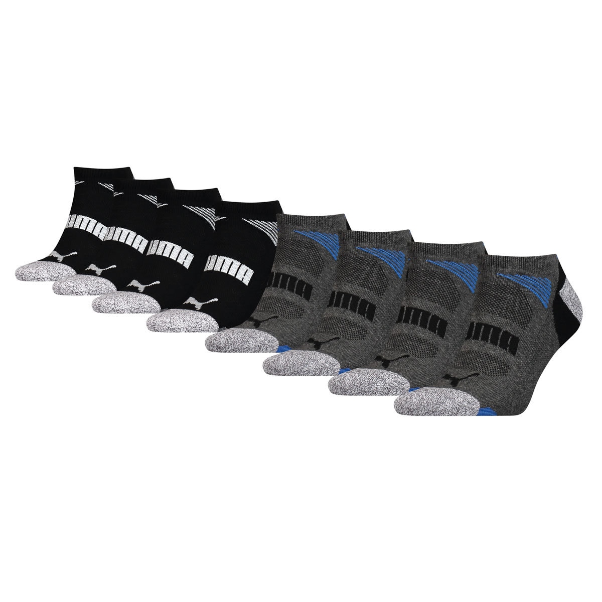 Puma No Show Men's Socks, 8 Packs in Charcoal