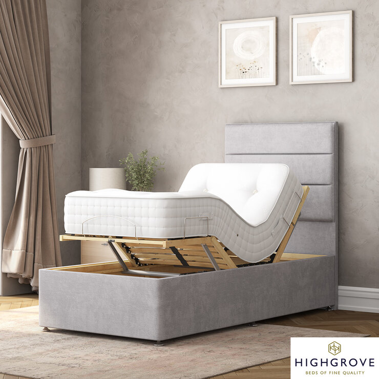 Highgrove Radnor Grey Fabric Electric Adjustable Bed Frame with 1000 Spring Count Long Single Mattress in 2 Firmness Ratings Highgrove Radnor Grey Fabric Electric Adjustable Bed Frame with 1000 Spring Count Long Single Mattress in 2 Firmness Ratings