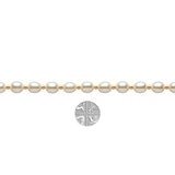 8-8.5mm Cultured Freshwater White Oval Pearl and Gold Bead Bracelet, 18ct Yellow Gold