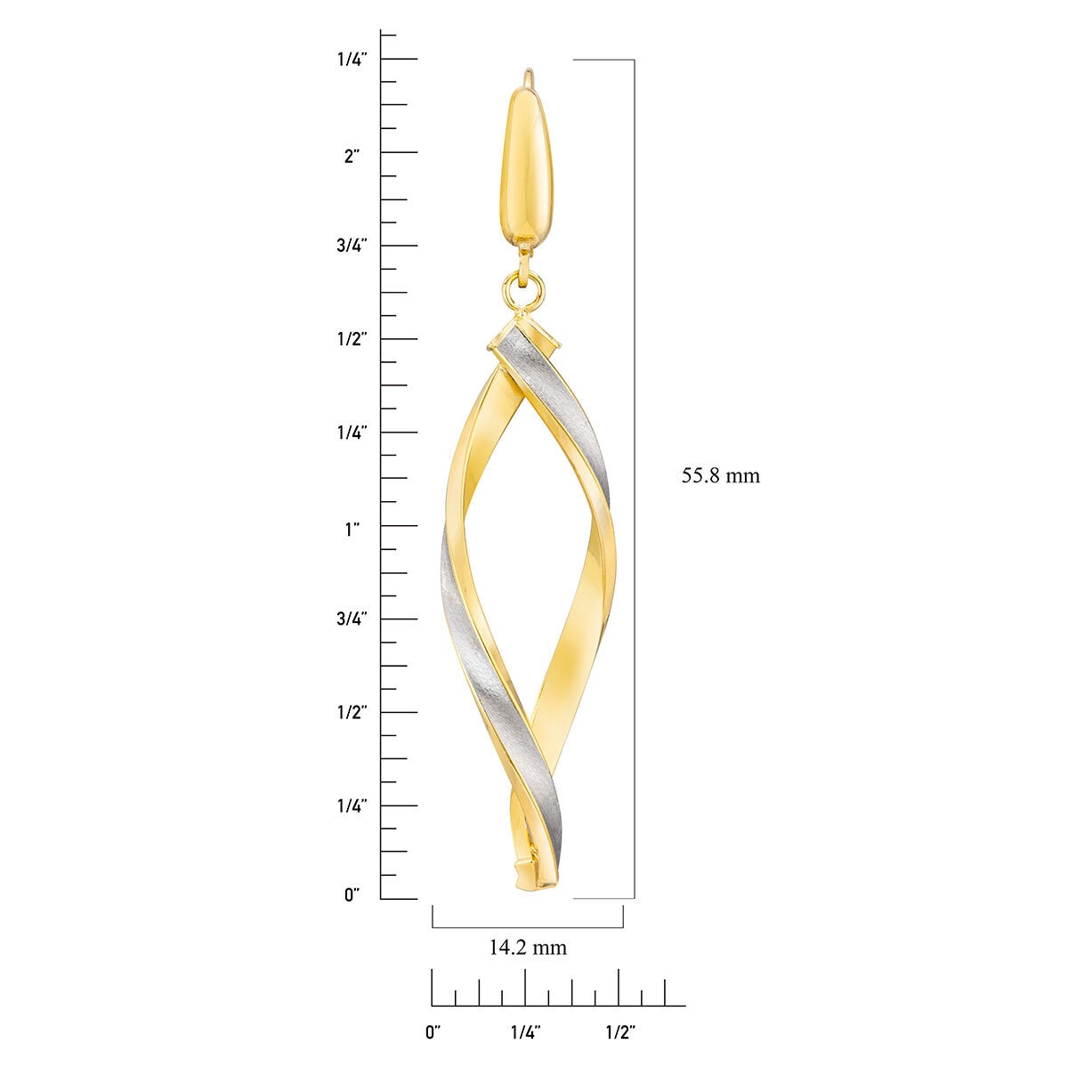 14ct Two Tone Gold Twisted Earrings