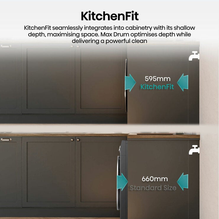 Hisense KitchenFit 5i Series WD5I1245BBRH 12kg / 8kg Washer Dryer, A Rated in Black Hisense KitchenFit 5i Series WD5I1245BBRH 12kg / 8kg Washer Dryer, A Rated in Black