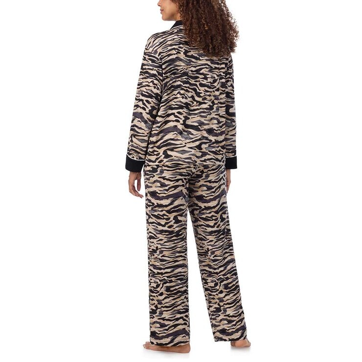 DKNY Women's Notch Collar Pyjama Set in Animal Print