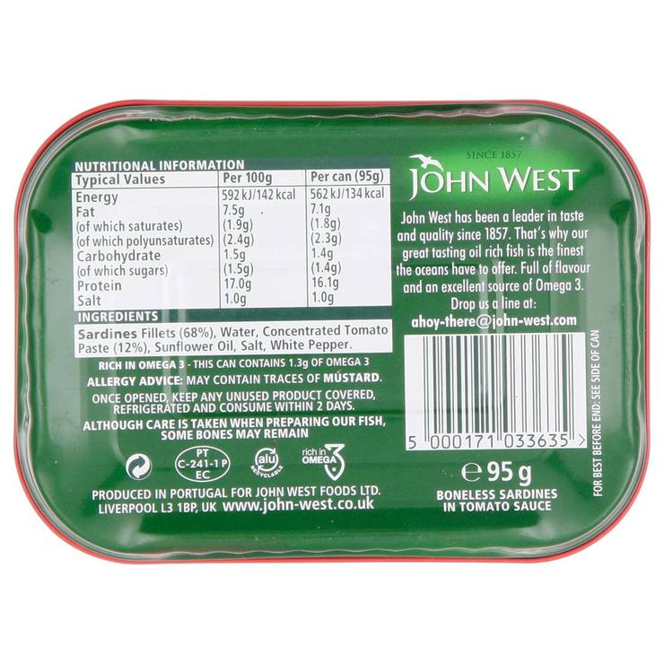 John West Boneless Sardines in Tomato Sauce, 12 x 95g Costco UK