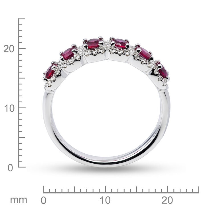 Round Cut Ruby & 0.30ctw Diamond Ring, 14ct White Gold Round Cut Ruby & 0.30ctw Diamond Ring, 14ct White Gold