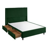 Silentnight Velvet 4 Drawer Divan Base with Slumber Headboard in Rainforest & 3 Sizes