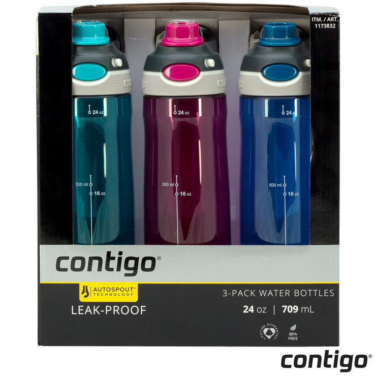 Contigo Autospout 709ml Water Bottle, 3 Pack Costco UK