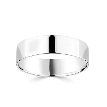 6.0mm Classic Flat Court Wedding Ring, Platinum